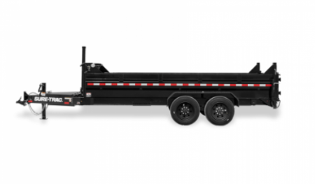 New 2026 CHARCOAL Sure-Trac 82 x 16 14K HD Low Profile Telescopic Dump Trailer