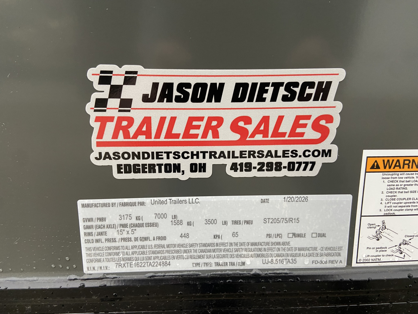 New United UJ 8.5X16 Cargo Enclosed Trailer