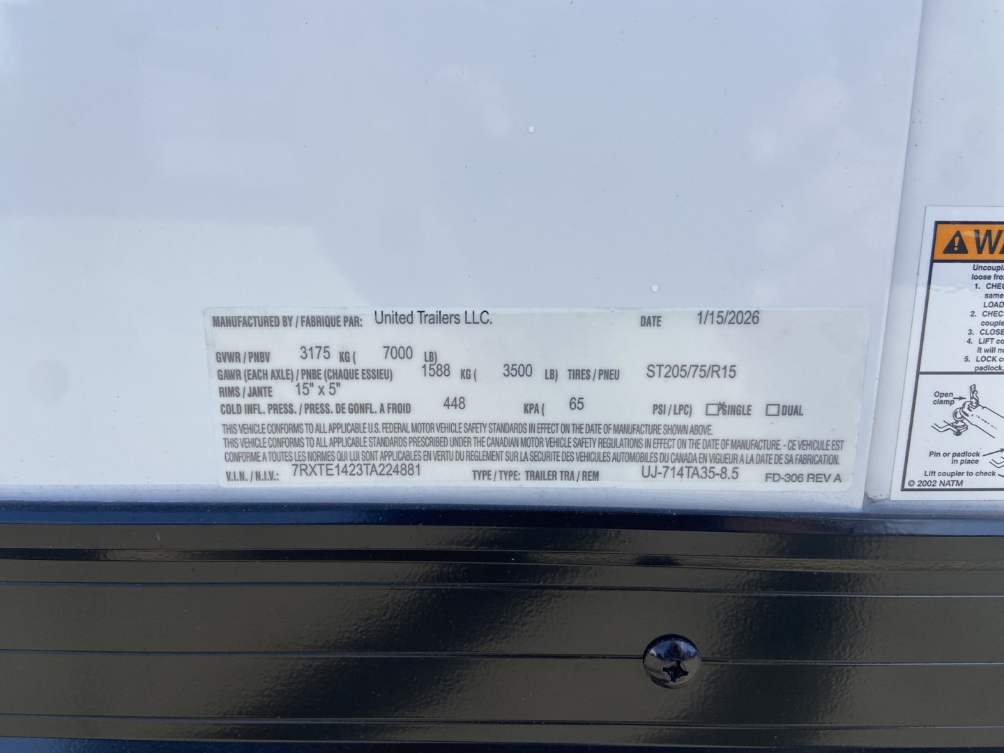 New United UJ 7X14 Cargo Enclosed Trailer