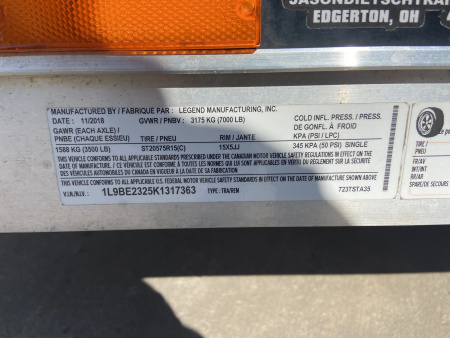 Used 2019 Legend 7X23 Snowmobile Trailer