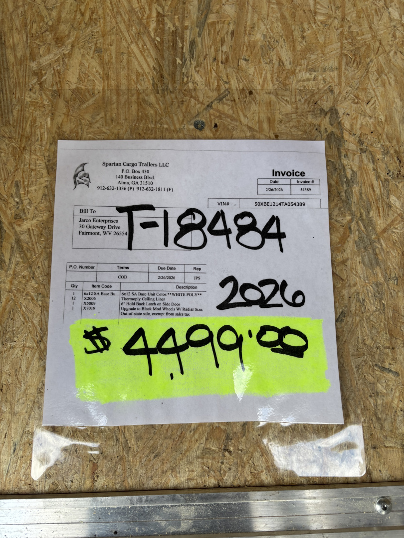 New 2026 Spartan 6X12 Cargo / Enclosed Trailer (WHITE)