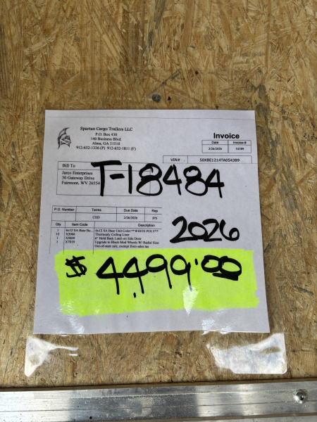 New 2026 Spartan 6X12 Cargo / Enclosed Trailer (WHITE)