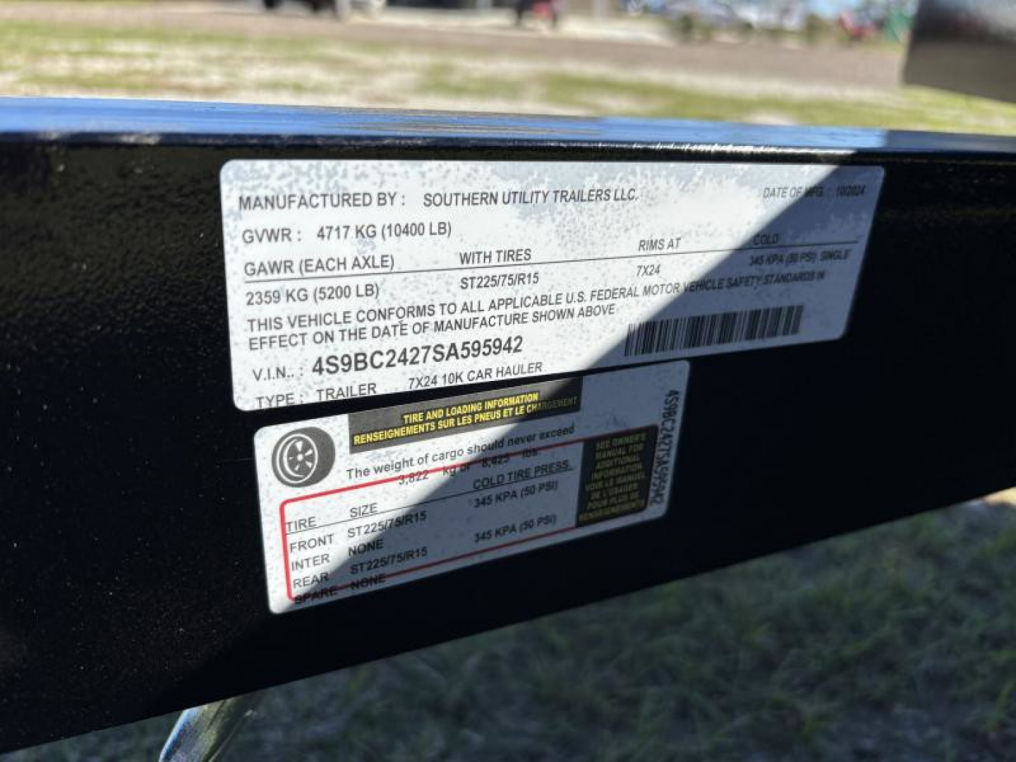 New 2025 Southern Utility 7x24TA 10K - Car Hauler