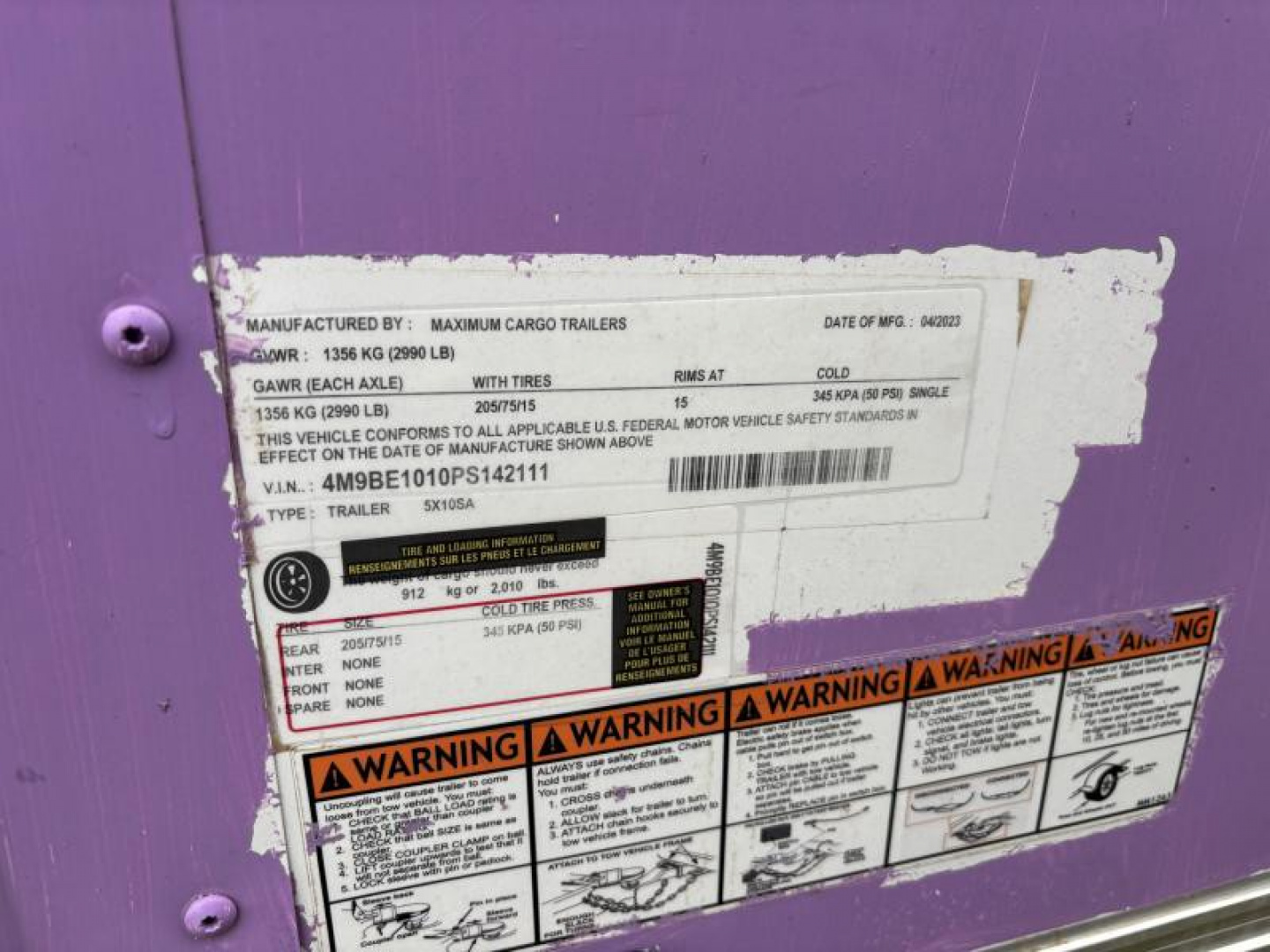 Used 2023 Maximum Cargo Trailers 5x10 Concession Cargo / Enclosed Trailer