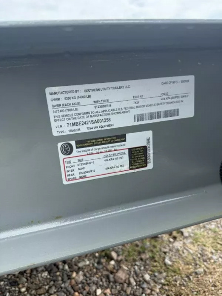 New 2025 Southern Utility 7x24TA Equipment Trailer