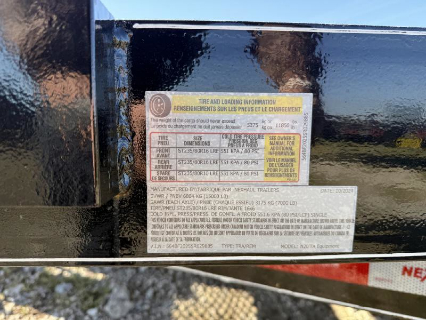 New 2025 Nexhaul 7x20TA Equipment Trailer