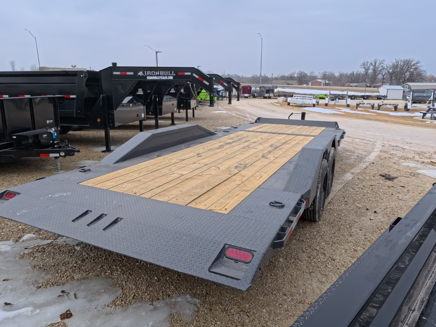 New 2026 Iron Bull 102 x 22 (16+6) TWB Tilt Trailer, Gray with 16K GVWR, Fork Holders, 16 Ply Tires