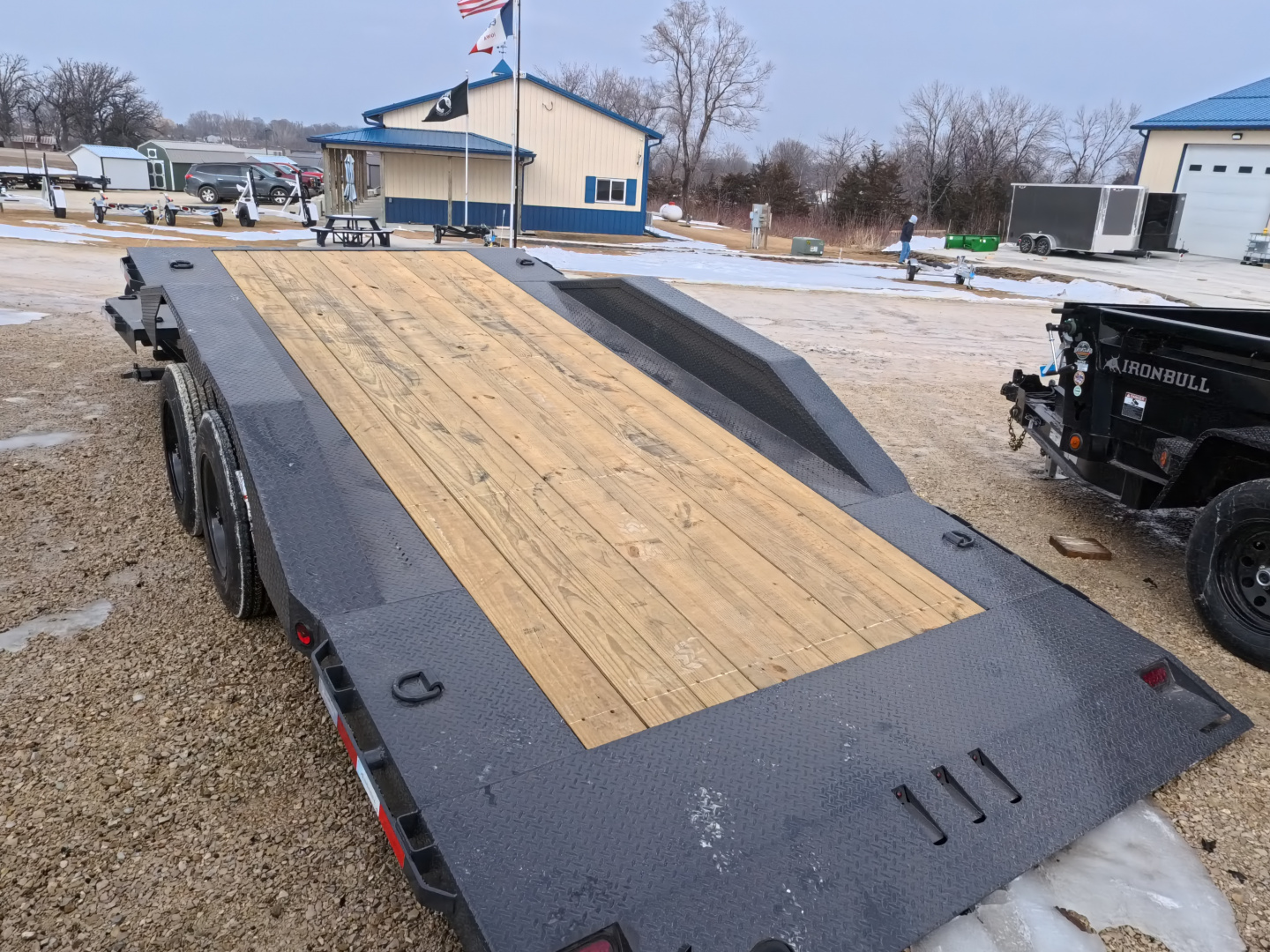 New 2026 Iron Bull 102 x 22 (16+6) TWB Tilt Trailer, Gray with 16K GVWR, Fork Holders, 16 Ply Tires