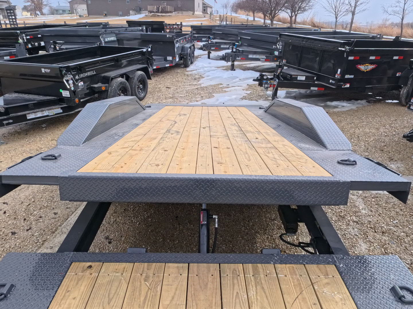 New 2026 Iron Bull 102 x 22 (16+6) TWB Tilt Trailer, Gray with 16K GVWR, Fork Holders, 16 Ply Tires