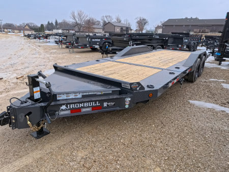 New 2026 Iron Bull 102 x 22 (16+6) TWB Tilt Trailer, 16K, Fork Holders, 16 Ply, Gray Tilt Trailer