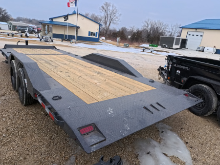 New 2026 Iron Bull 102 x 22 (16+6) TWB Tilt Trailer, Gray with 16K GVWR, Fork Holders, 16 Ply Tires