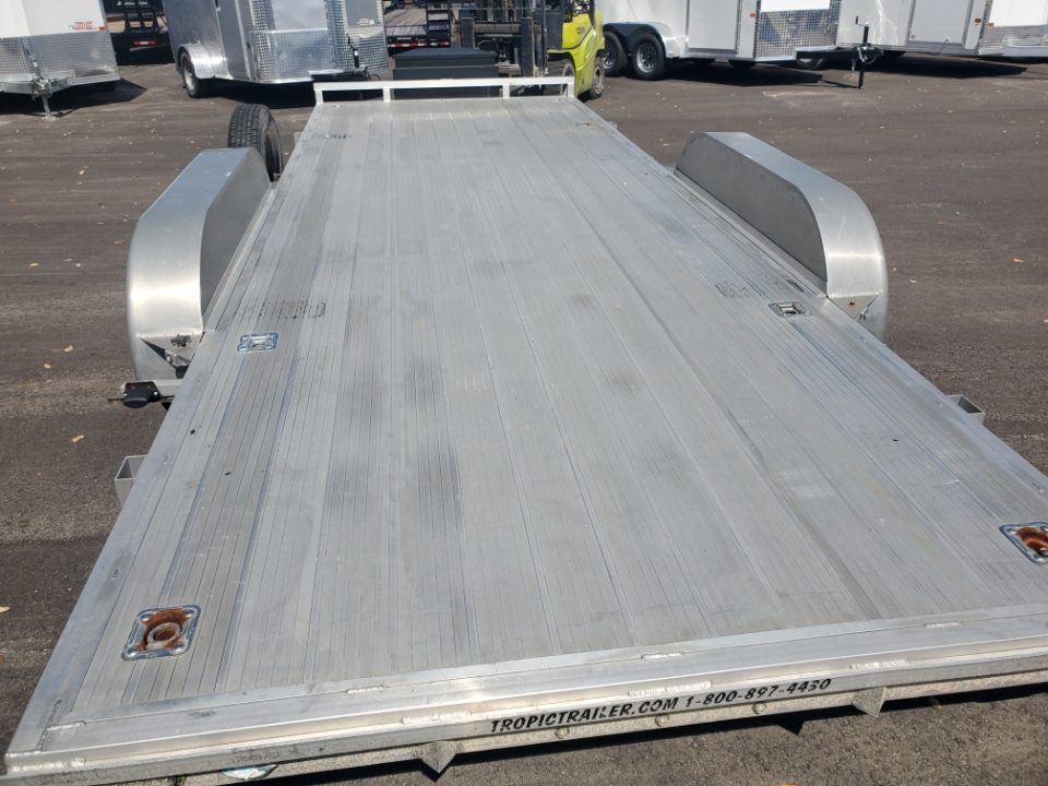 Used 2021 FVCG 7X20 ALUMINUM CAR HAULER Car / Racing Trailer WITH ALUMINUM DECK, 4 D-RINGS, SLIDE IN RAMPS, TOOLBOX, REMOVEABLE FENDER