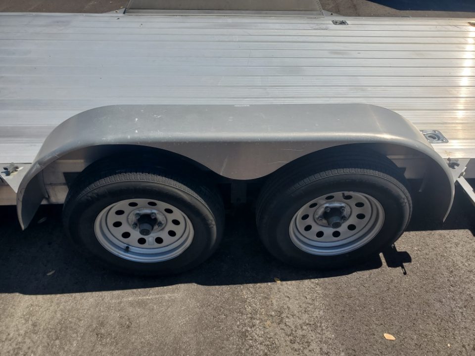 Used 2021 FVCG 7X20 ALUMINUM CAR HAULER Car / Racing Trailer WITH ALUMINUM DECK, 4 D-RINGS, SLIDE IN RAMPS, TOOLBOX, REMOVEABLE FENDER