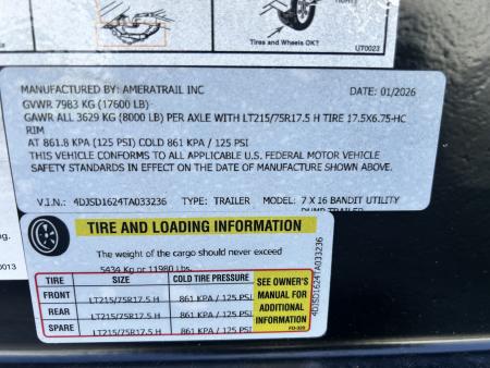 New 2026 Bandit 7X16 BANDIT DUMP TRAILER Dump Trailer