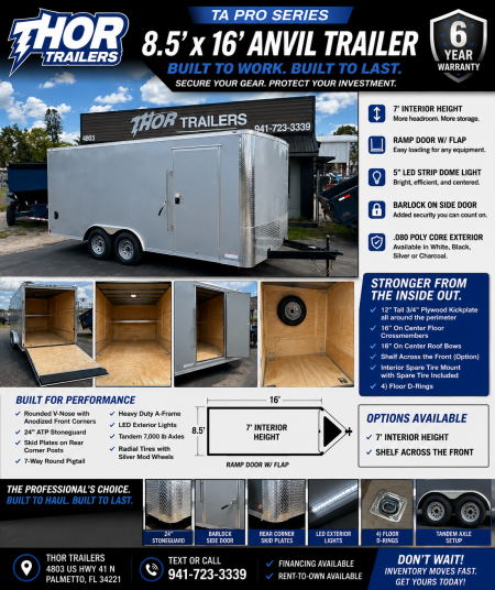 New 2026 Anvil 8.5X16 TA PRO SERIES SILVER 7FT INT HEIGH Cargo / Enclosed Trailer