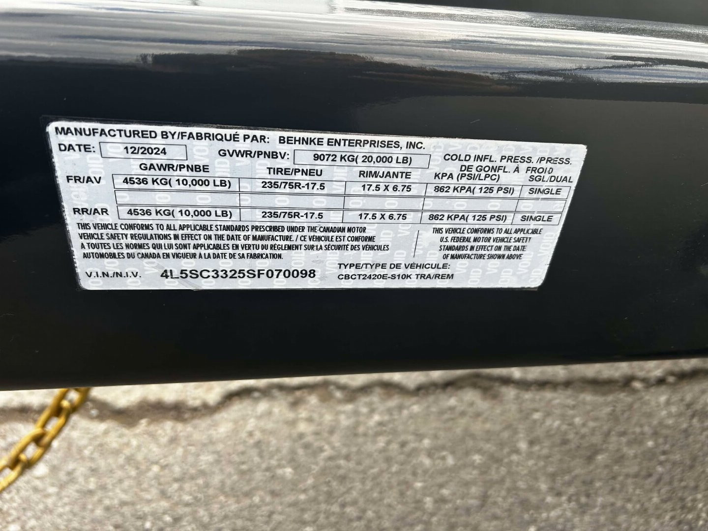 New 2025 Behnke CBCT 83X24 20K FORK HOLDER Equipment Trailer