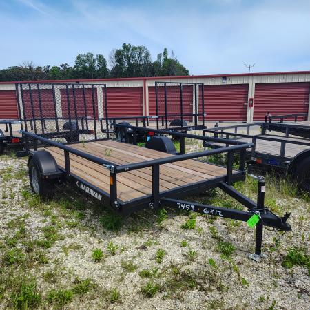 New 2027 Karavan 6x12 SA, 3.5k axle, Steel with pivoting rails and 49  removable ramp gate Utility Trailer