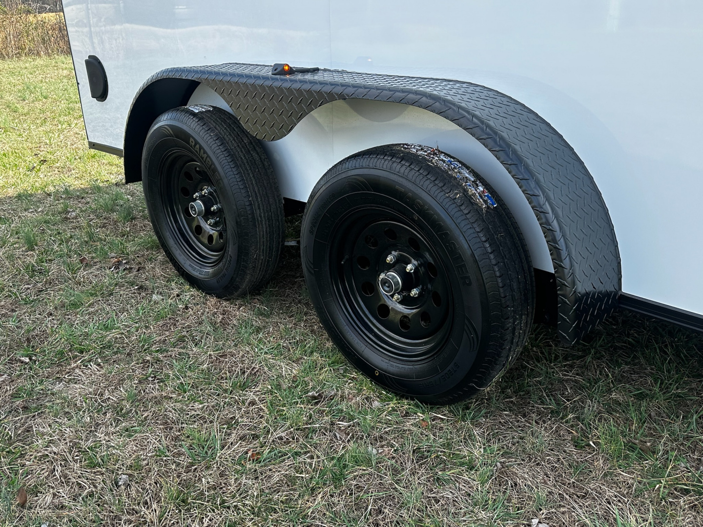New 2026 Luxe 7X14 Enclosed Trailer-3500LB Tandem Axle-White Poly-Blackout