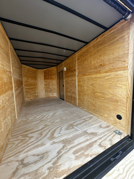 New 2026 Luxe 7X14 Enclosed Trailer-3500LB Tandem Axle-White Poly-Blackout