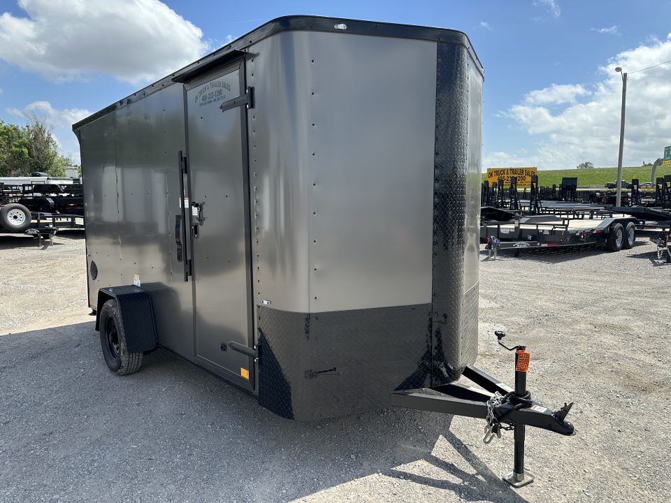 New 2026 Cargo Craft 6'x14'x6'6" Elite V Nose Sport with Ramp door in Charcoal / Black out Cargo / Enclosed Trailer