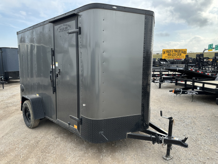 New 2025 Cargo Craft 6'x12'x6'6" Elite V Nose Sport with Ramp door in White / Black out Cargo / Enclosed Trailer