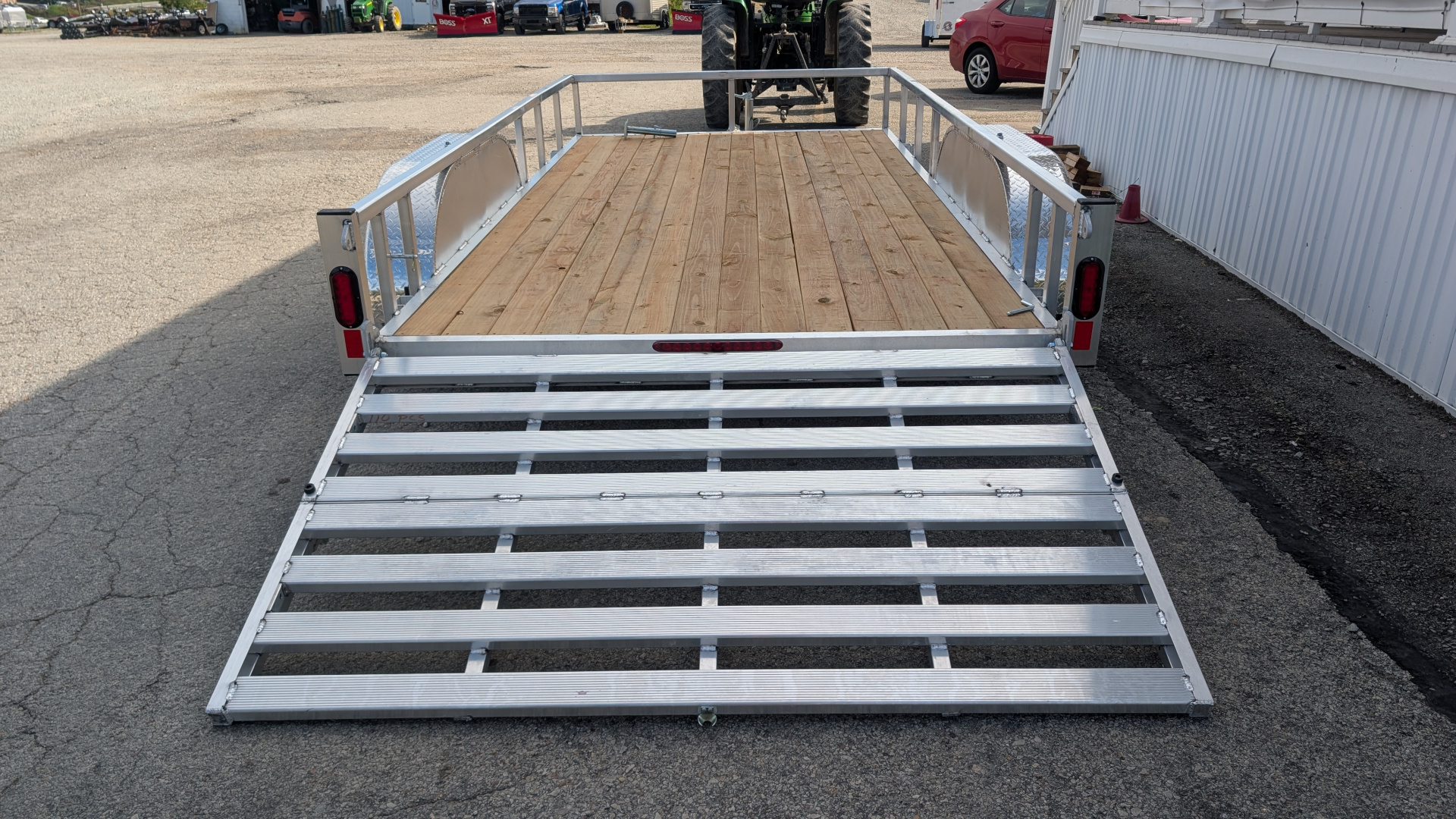 New 2026 Legend 7x14 Open Deluxe Aluminum Tandem Axle Utility Trailer w/ Bi-Fold Gate