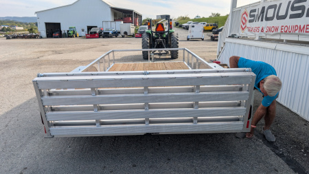 New 2026 Legend 7x14 Open Deluxe Aluminum Tandem Axle Utility Trailer w/ Bi-Fold Gate