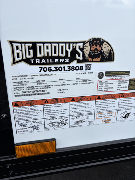 New 2026 Spartan 7X14 Enclosed Trailer, Pro-Series, 7K GVWR Preferred Package, Tube Frame Cross Members