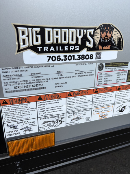 New 2026 Spartan 7X14 Enclosed Trailer, Pro-Series, 7K GVWR Preferred Package, Tube Frame Cross Members