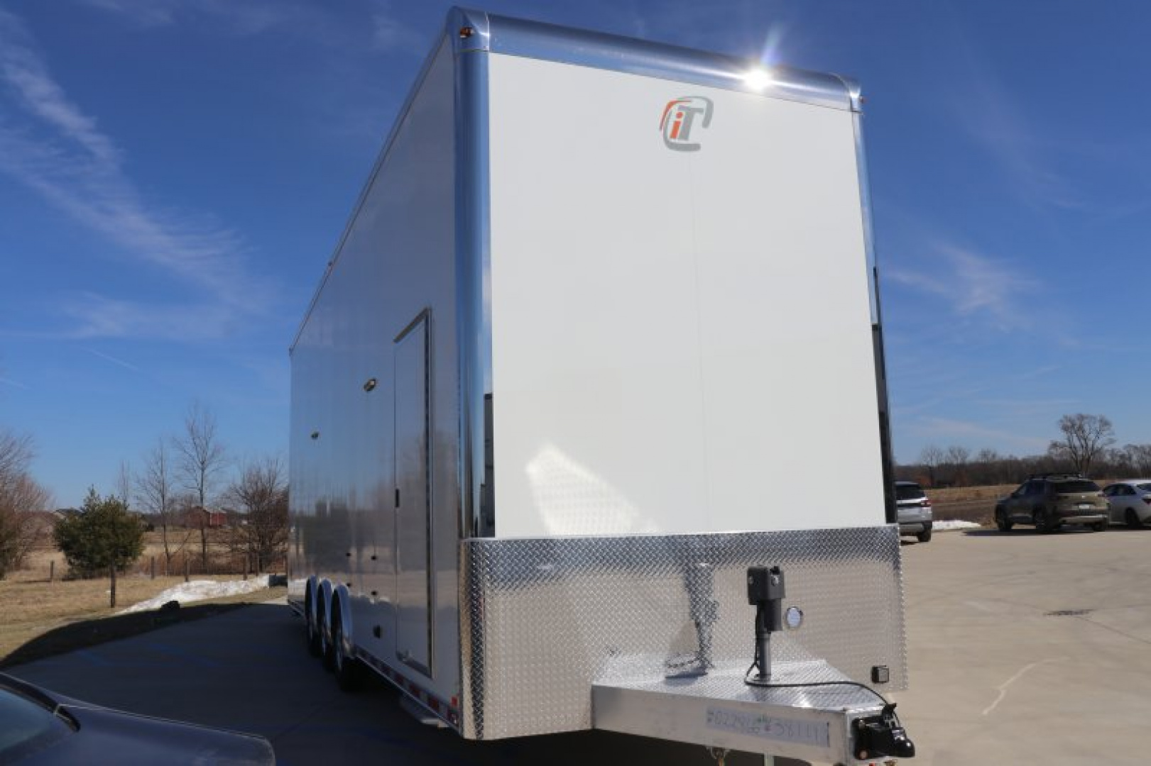 New In-Tech Lite 8.5x32 Stacker Race Trailer-21K - White W/ L Base Cabinet, Winch & WW Cabinet