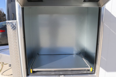 New In-Tech Lite 8.5x32 Stacker Race Trailer-21K - White W/ L Base Cabinet, Winch & WW Cabinet