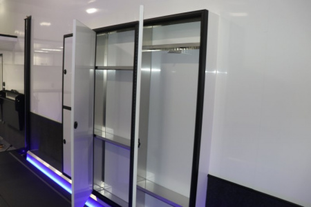 New In-Tech Lite 8.5x32 Stacker Race Trailer-21K - White W/ L Base Cabinet, Winch & WW Cabinet