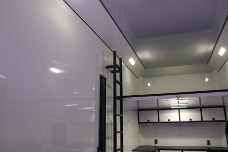 New In-Tech Lite 8.5x32 Stacker Race Trailer-21K - White W/ L Base Cabinet, Winch & WW Cabinet