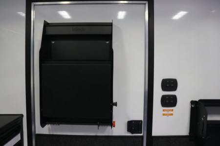 New In-Tech Lite 8.5x32 Stacker Race Trailer-21K - White W/ L Base Cabinet, Winch & WW Cabinet