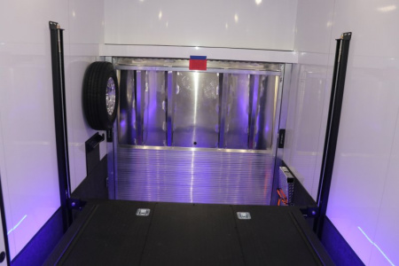 New In-Tech Lite 8.5x32 Stacker Race Trailer-21K - White W/ L Base Cabinet, Winch & WW Cabinet