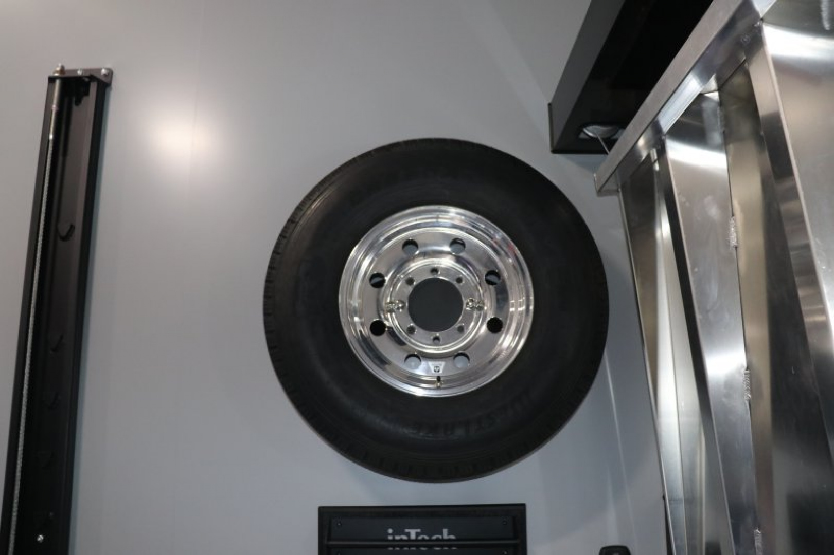 New In-Tech Lite 8.5x32 Stacker Race Trailer-21K- White W/ Black Trim, Escape Door, WW Cabinet, RS Cabinet, & Winch
