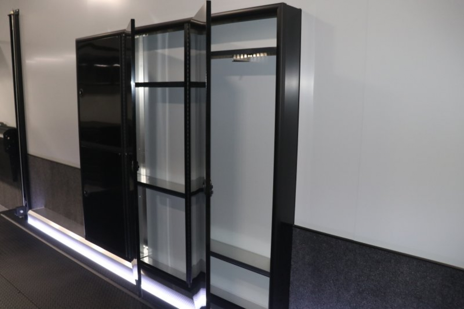 New In-Tech Lite 8.5x32 Stacker Race Trailer-21K- White W/ Black Trim, Escape Door, WW Cabinet, RS Cabinet, & Winch