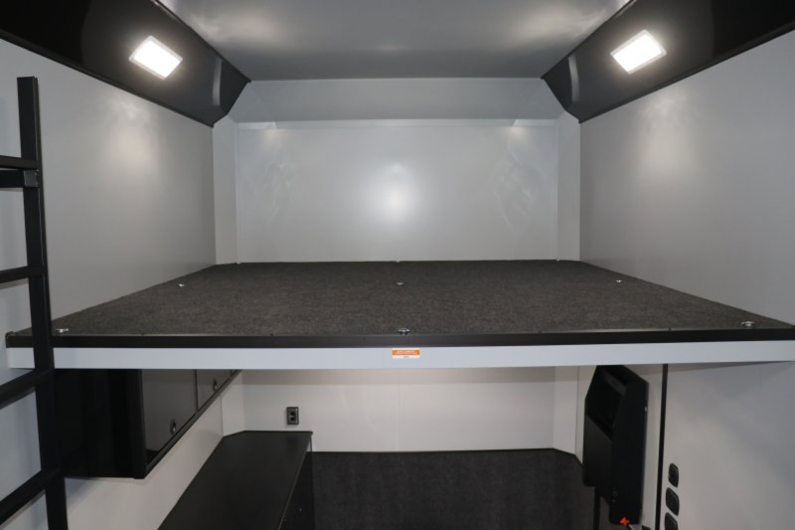 New In-Tech Lite 8.5x32 Stacker Race Trailer-21K- White W/ Black Trim, Escape Door, WW Cabinet, RS Cabinet, & Winch