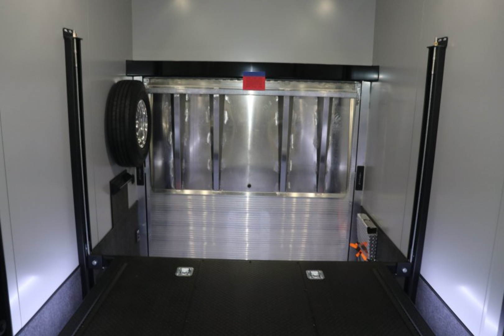 New In-Tech Lite 8.5x32 Stacker Race Trailer-21K- White W/ Black Trim, Escape Door, WW Cabinet, RS Cabinet, & Winch