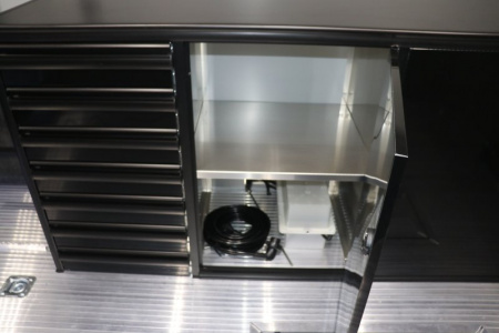 New In-Tech Lite 8.5x32 Stacker Race Trailer-21K- White W/ Black Trim, Escape Door, WW Cabinet, RS Cabinet, & Winch