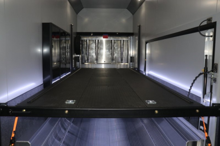 New In-Tech Lite 8.5x32 Stacker Race Trailer-21K- White W/ Black Trim, Escape Door, WW Cabinet, RS Cabinet, & Winch