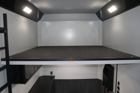 New In-Tech Lite 8.5x32 Stacker Race Trailer-21K- White W/ Black Trim, Escape Door, WW Cabinet, RS Cabinet, & Winch