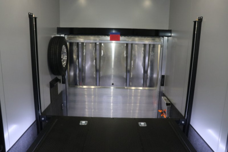 New In-Tech Lite 8.5x32 Stacker Race Trailer-21K- White W/ Black Trim, Escape Door, WW Cabinet, RS Cabinet, & Winch