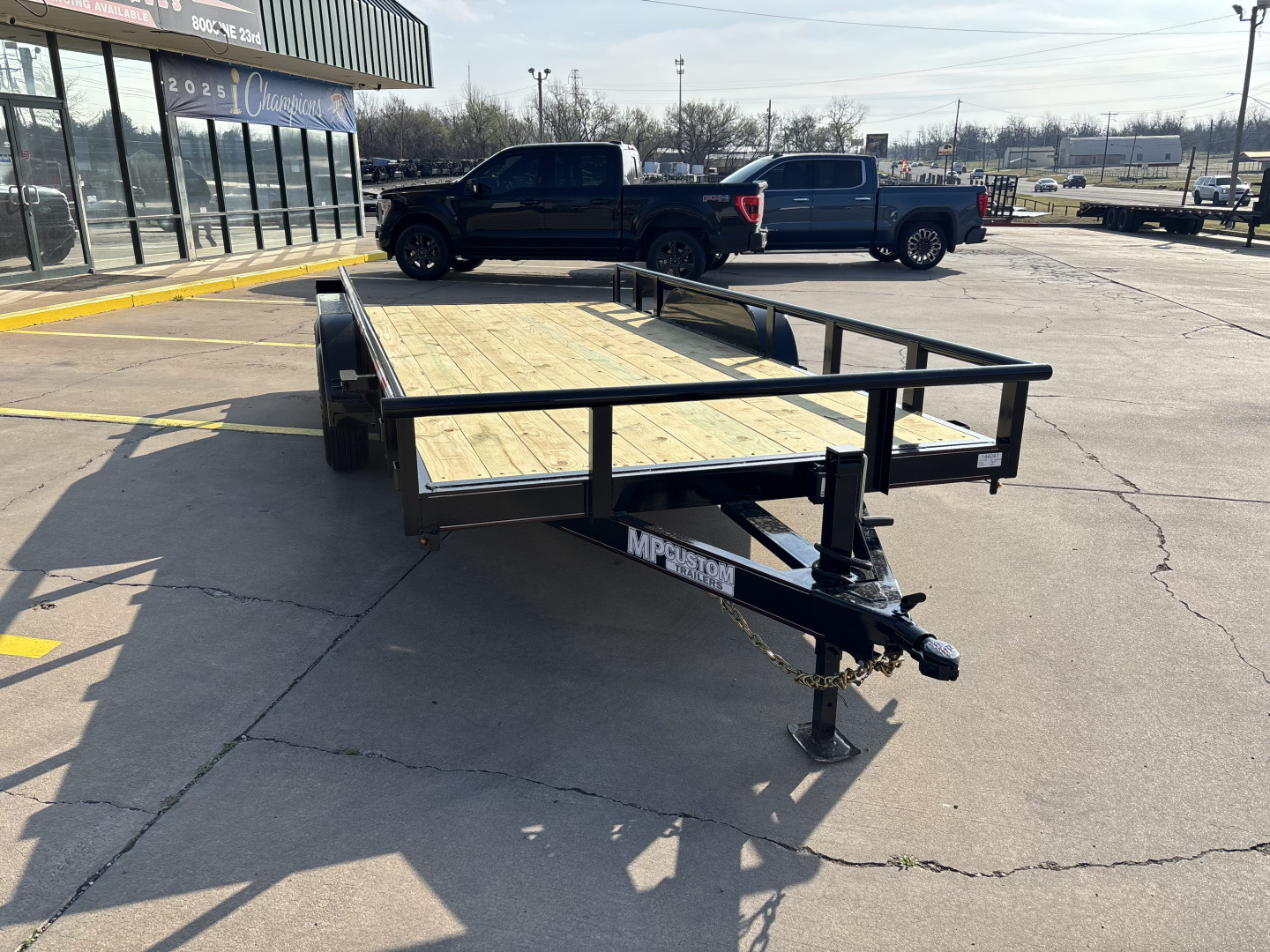 New #144097 2026 MP CUSTOM 16 X 83 TANDEM AXLE PIPE TOP 10K UTILITY TRAILER W/ SLIDE IN RAMPS