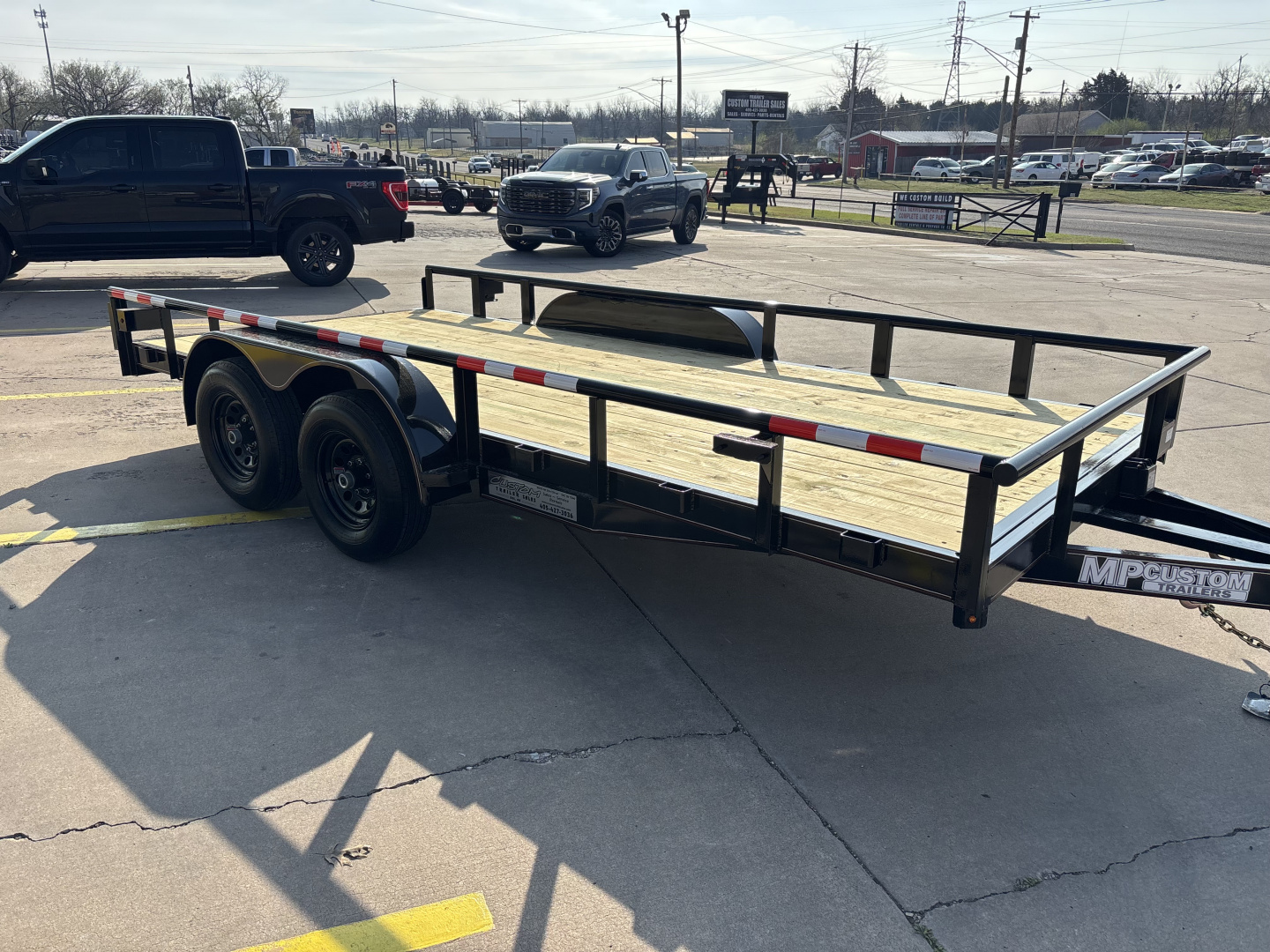 New #144097 2026 MP CUSTOM 16 X 83 TANDEM AXLE PIPE TOP 10K UTILITY TRAILER W/ SLIDE IN RAMPS