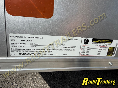 New 2026 5X8 NationCraft CARGO TRAILER