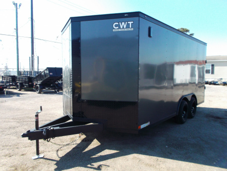 New 2026 Covered Wagon Trailers 8.5x16 Cargo / Enclosed Trailer / Car Hauler / 5200# Axles / 7ft Interior / Extra Wide Ramp / 48  RV Door / .030 Charcoal Gray / Black Out Package