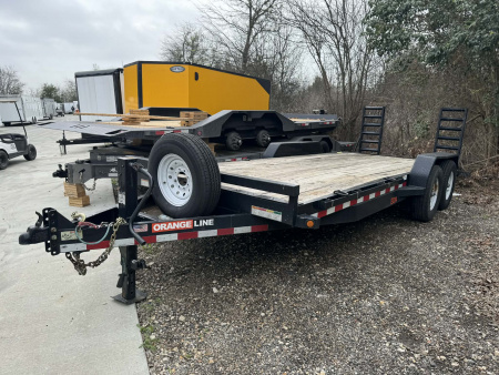 Used 2022 USED 83X20 Equipment Trailer 14K GVWR TRAILER STAND UP RAMPS