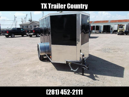 New 2026 Covered Wagon Trailers 5x8 Single Axle Cargo Trailer / Enclosed Trailer / Swing Door / LED's / .030 Black Semi-Screwless Exterior