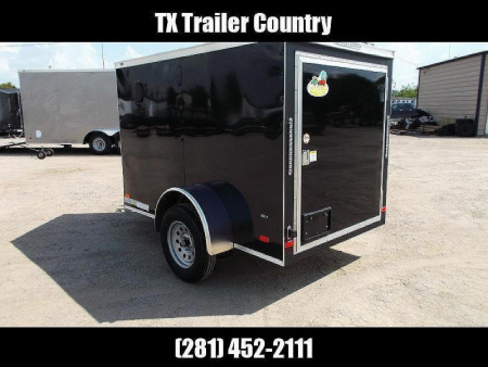 New 2026 Covered Wagon Trailers 5x8 Single Axle Cargo Trailer / Enclosed Trailer / Swing Door / LED's / .030 Black Semi-Screwless Exterior